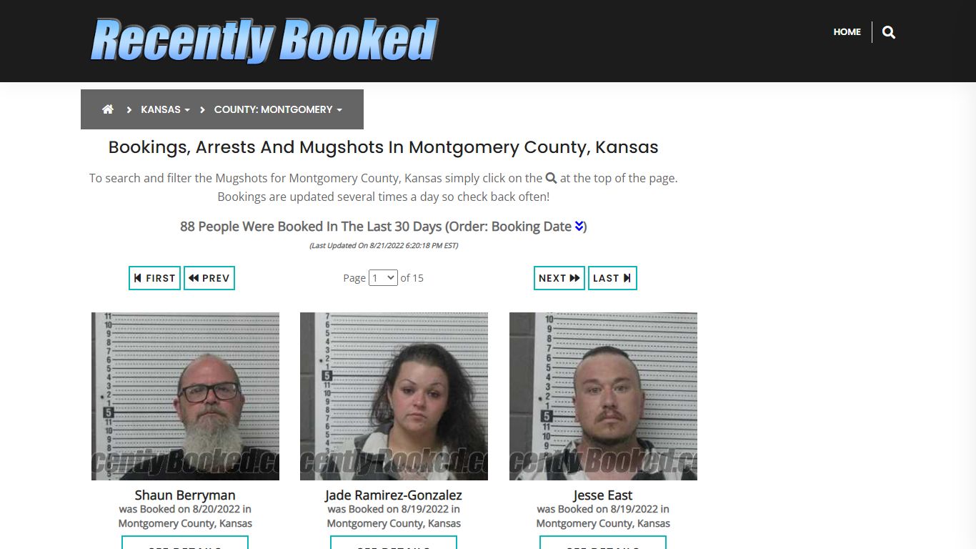 Bookings, Arrests and Mugshots in Montgomery County, Kansas